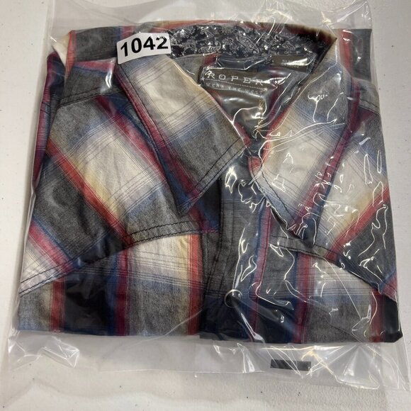 Roper Men's Large Ombre Plaid Long Sleeve Snap Western Black Shirt Size S - Picture 8 of 8